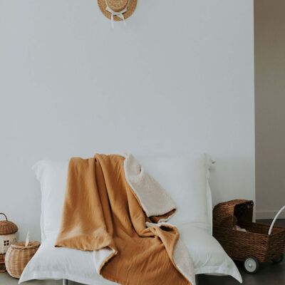 Camel furry family blanket