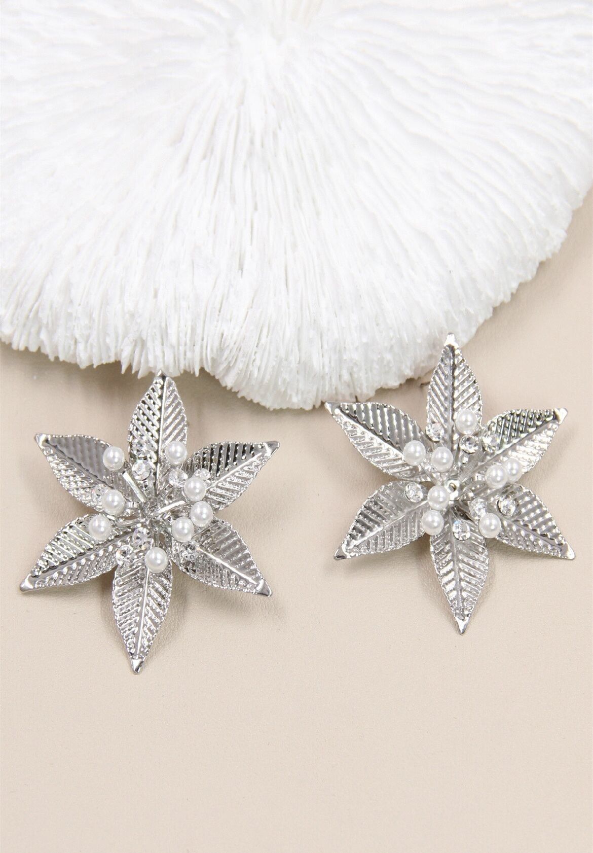 Grandi orecchini a bottone a forma di fiore in argento 925 anallergico