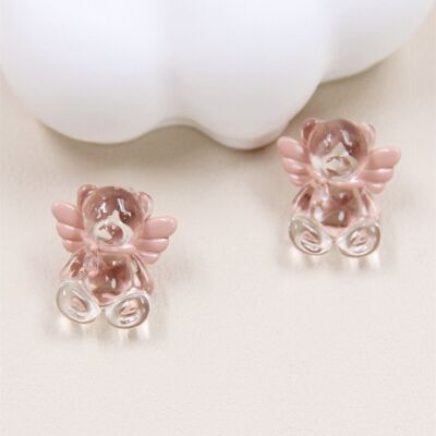 Pendientes de osito de peluche hipoalergénicos de plata 925