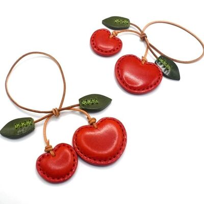 Grain Leather Handmade Cherry Bag Charms Key Holder