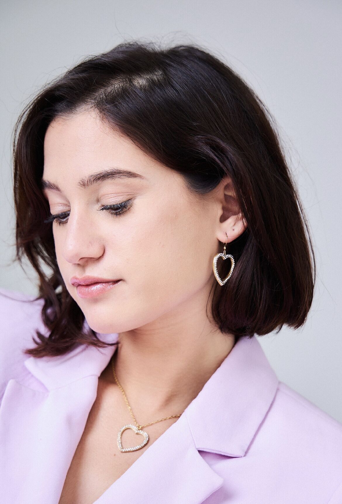 Orecchini a forma di cuore in acciaio inossidabile con scintillio celeste