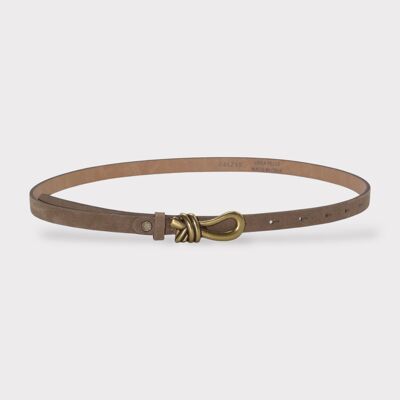 Ceinture en cuir de veau suédé avec nœud en métal vintage