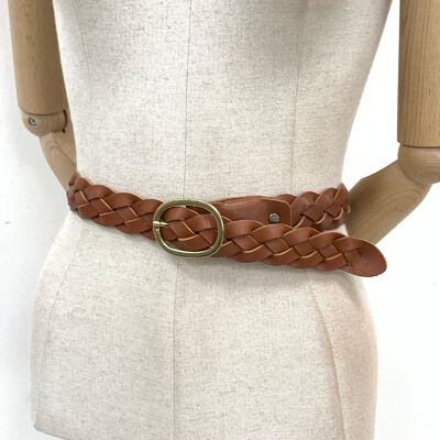 Ceinture en cuir suédé tressé