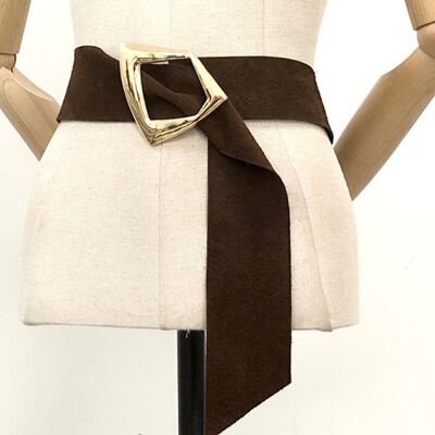Ceinture souple en cuir suédé avec boucle en métal