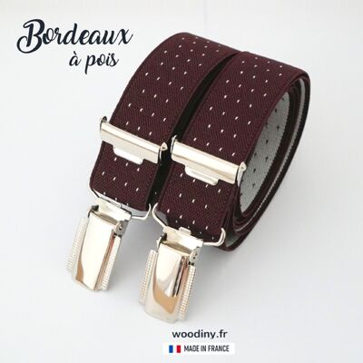 Suspenders - Bordeaux with white dots