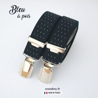Suspenders - Blue with white dots