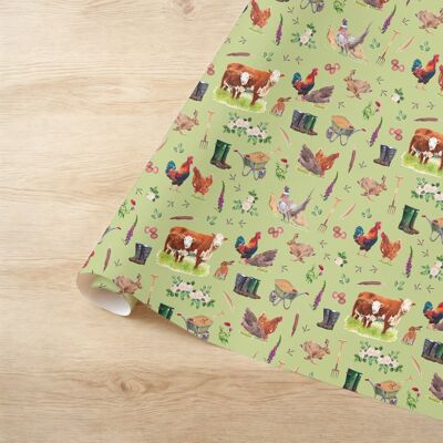 Papier cadeau Farm Living | Papier cadeau | Animaux de la ferme