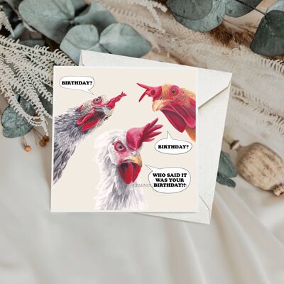 Funny Angry Chickens Birthday Greetings Card | Funny Card