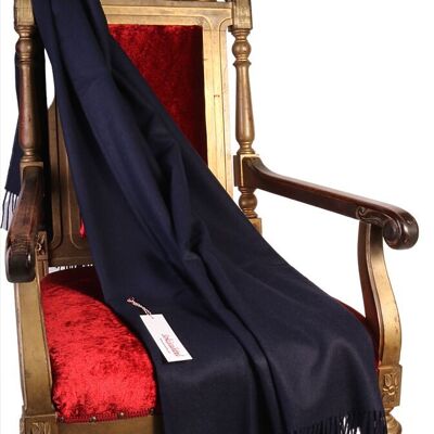 Plaid bleu foncé en laine d'alpaga
