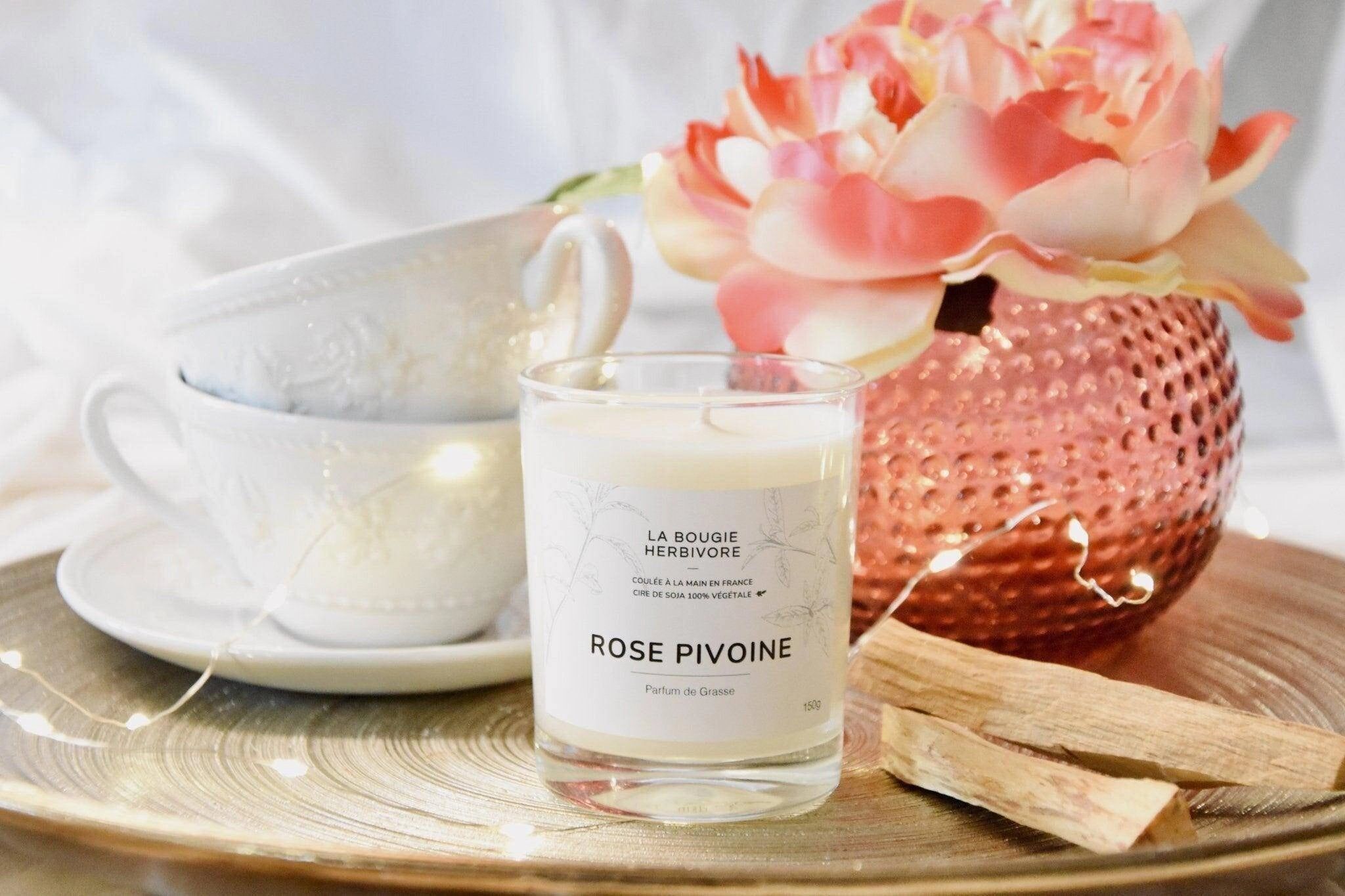 Rose Peony scented candle made from vegetable soy wax 150g