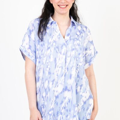 Plus size blue print blouse (C6561)