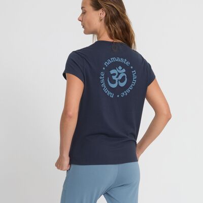 NAMASTE NAVY ORAGE - T-shirt logo en coton bio