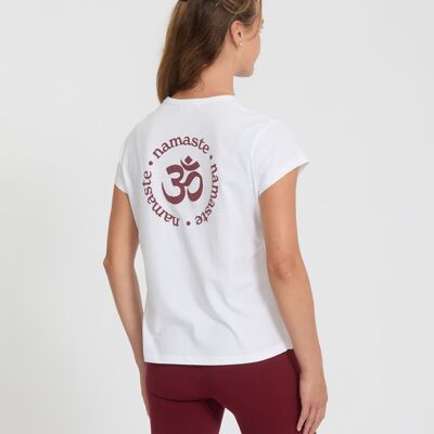 NAMASTE WHITE RUBIS - T-shirt logo en coton bio
