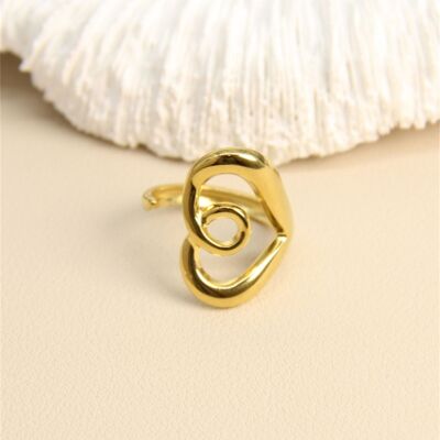 Anello con design a forma di cuore a spirale dorata: audace e femminile