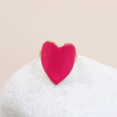 Adjustable Stainless Steel Enamel Geometric Heart Shaped Ring