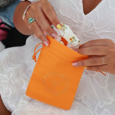 Sac cadeau en lin orange