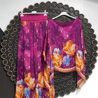 Italian Silk Blouse for Women + Floral Pants