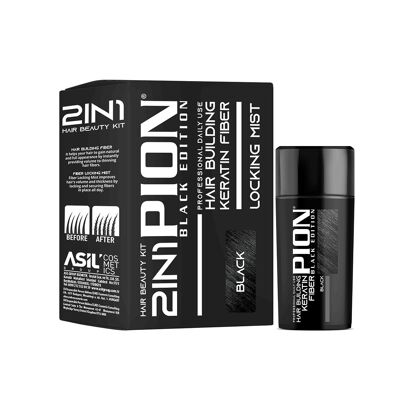 Pion Hair Building Fiber & Locking Mist Spray Set // Black