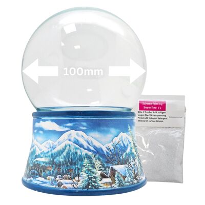 Kit de bricolage 100 mm - Base paysage hivernal bleu clair avec boule à neige DIY pour boîte à musique