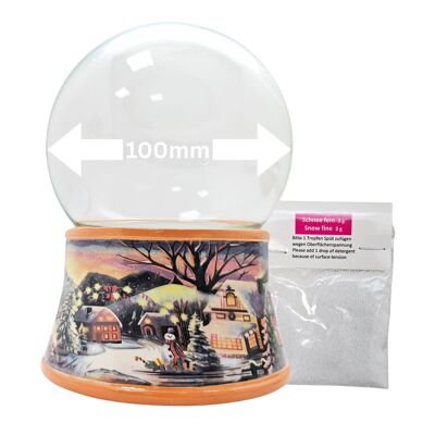 Kit de bricolage 100 mm - Base paysage hivernal bord ocre avec boule à neige DIY pour boîte à musique