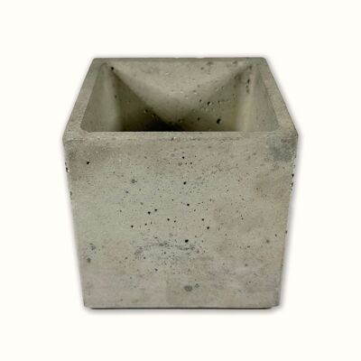 Jardinera cuadrada de hormigón gris claro de 10 cm