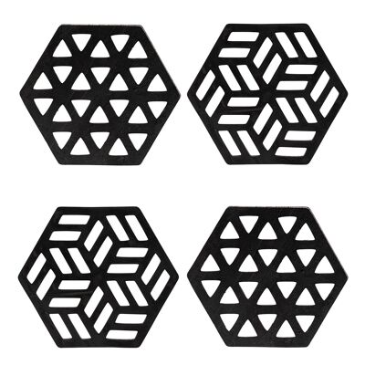 Sous-verres Zeta en caoutchouc recyclé artisanal - Lot de 2 ou 4