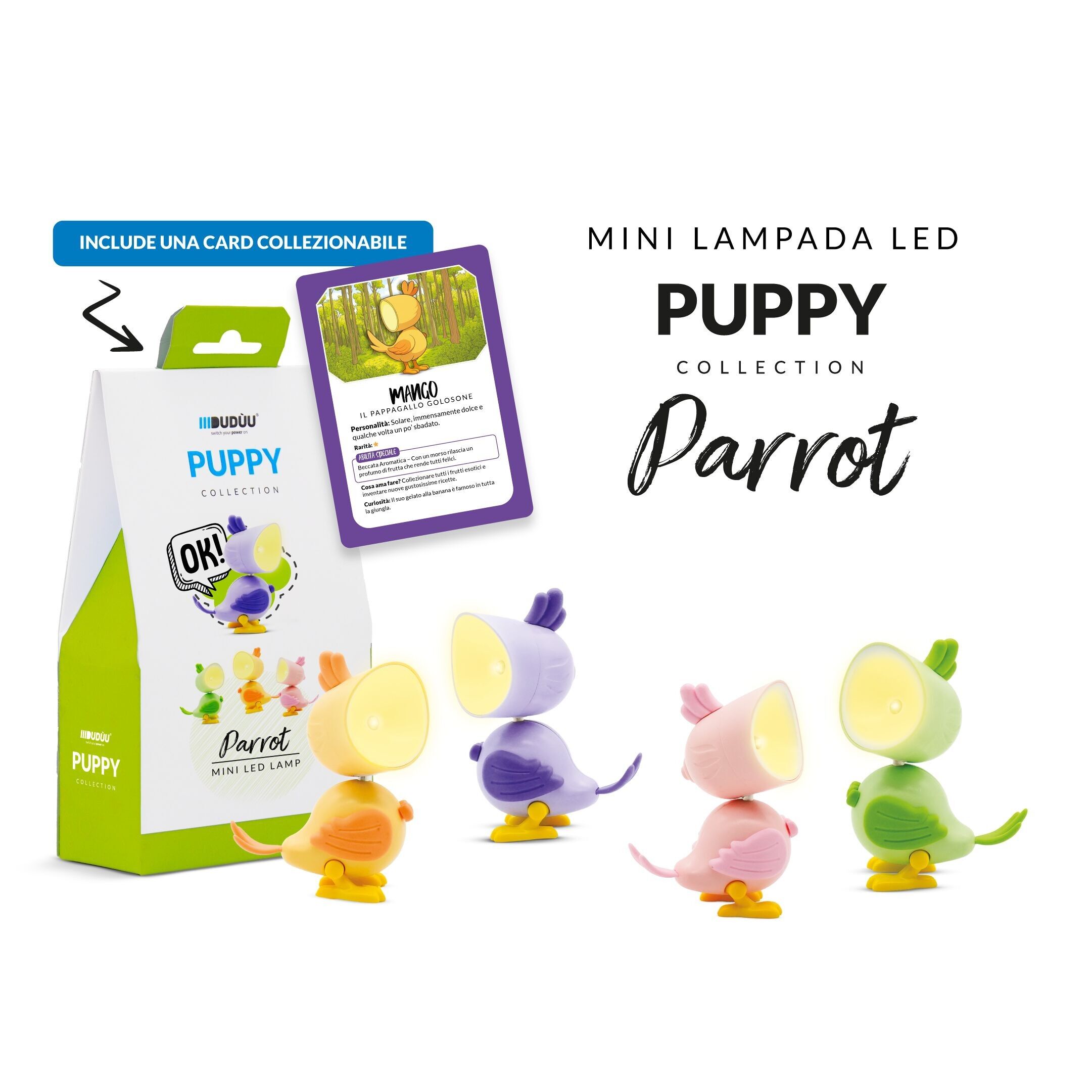 Mini lampe de lecture Puppy Collection Parrot par Duduu