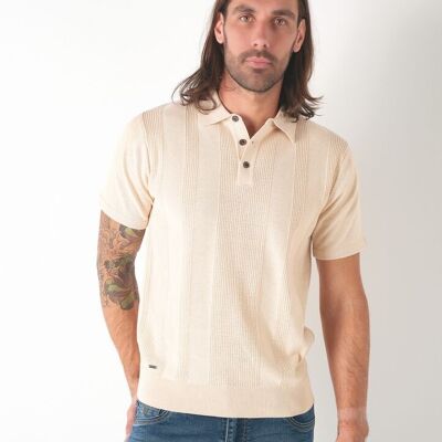 91367 Jacquard striped knit polo shirt J12