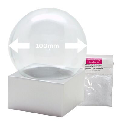 Ensemble de bricolage 100 mm, base en polyrésine argentée carrée avec boule à neige DIY