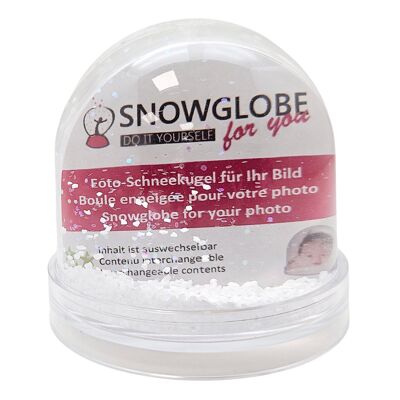 Photo snow globe large with transparent base and snow and glitter