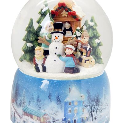 Mega snow globe snowman build with snow landscape - with music box