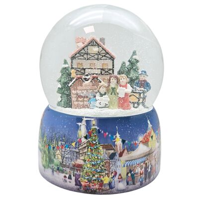 Méga boule à neige Marché de Noël nostalgique avec boîte à musique Pays des merveilles hivernales