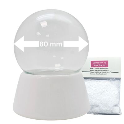 Boule à neige DIY de 80 mm avec base en verre et porcelaine