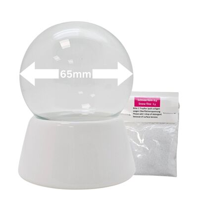 Kit de bricolage pour boule à neige de 65 mm avec base en verre et porcelaine