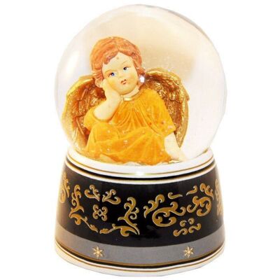 Boule à neige ange terre cuite/noir avec boîte à musique diamètre 100 mm