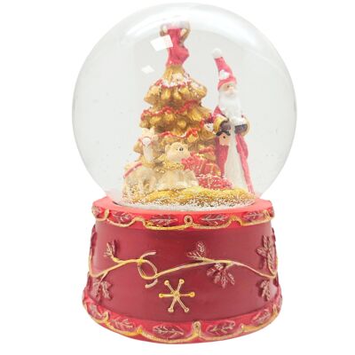 Boule à neige Père Noël avec boîte à musique rouge grande 120 mm de diamètre