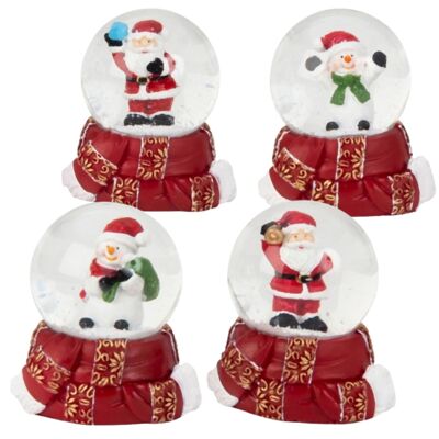 Mini boules à neige Hiver & Noël avec base Écharpe d'hiver L : 45 mm 4 assorties