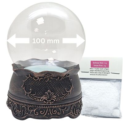 Base per set artigianale da 100 mm in rame anticato con globo di neve fai da te per carillon - 1x neve