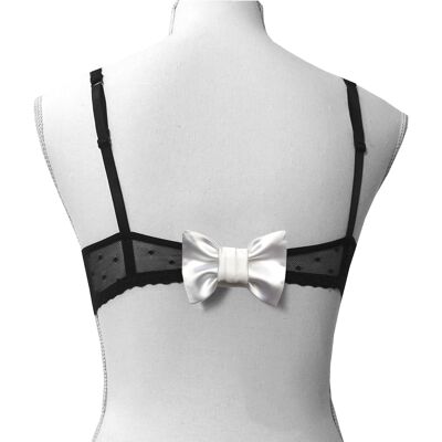 WHITE satin bra staple cover bow