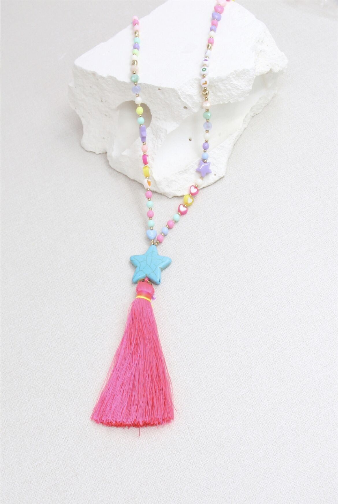 Perlen-Pom-Pom-Stern-Halskette