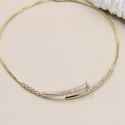 Pulsera ajustable con tachuelas de diamantes de imitación deslizantes