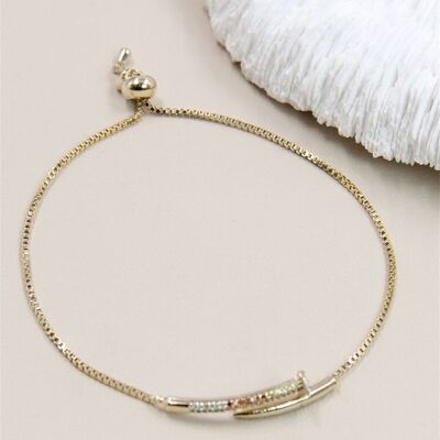 Pulsera ajustable con tachuelas de diamantes de imitación deslizantes