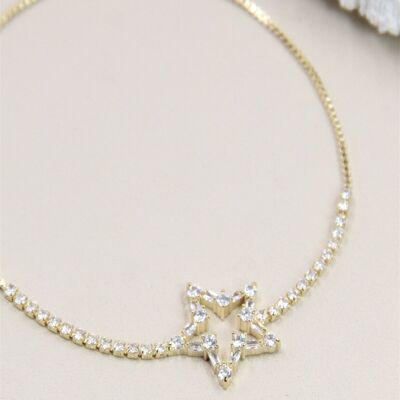 Rhodium-Plated Star Bracelet Decorated with Sliding Rhinestones