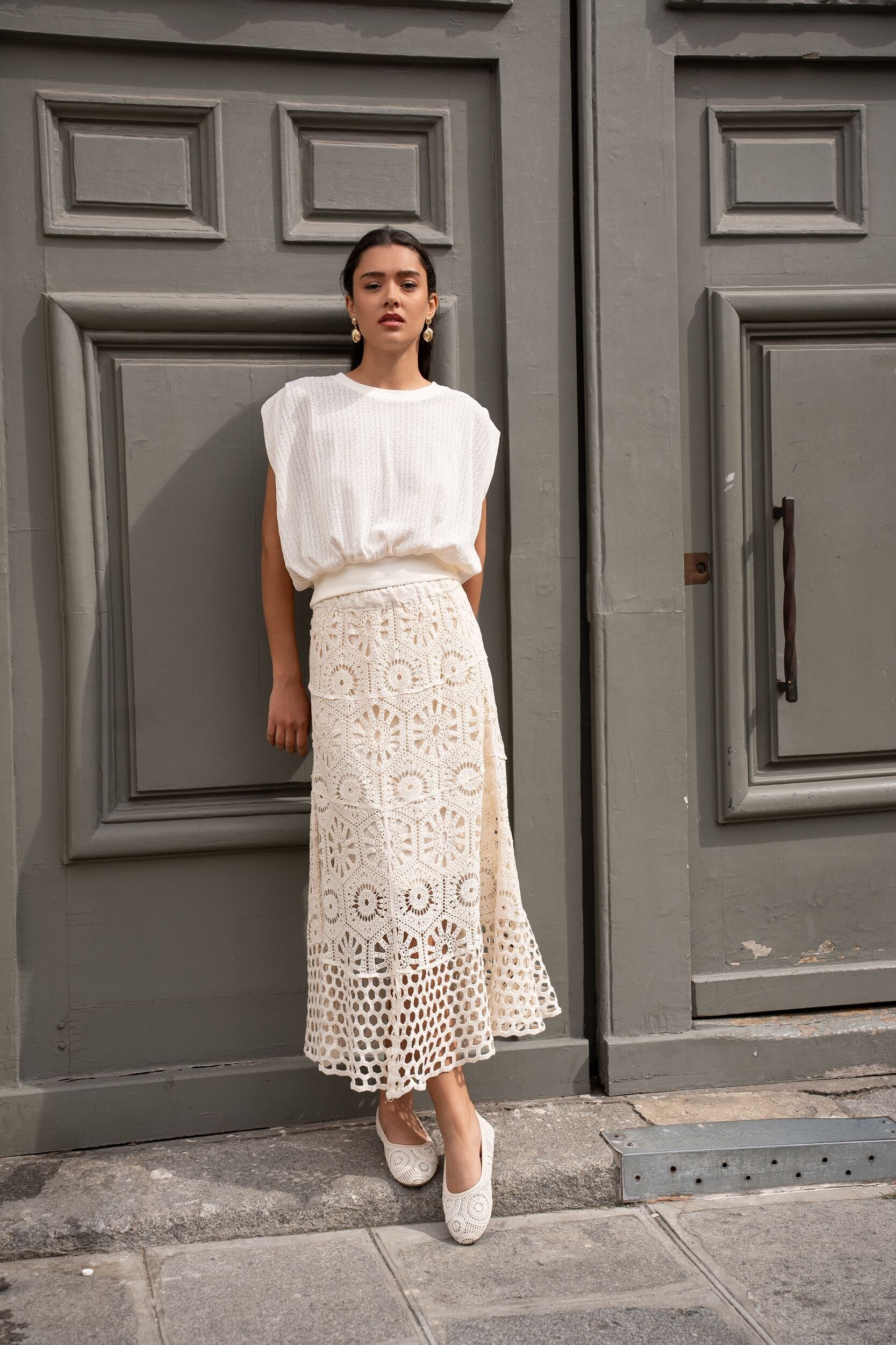 Gonna all'uncinetto Mathilda in rete traforata - JSN605