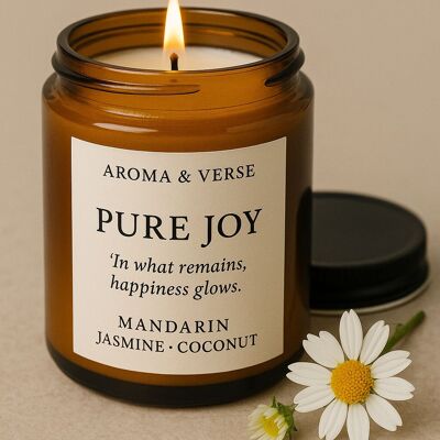 Bougie parfumée à la cire de soja faite à la main – Mandarine, jasmin et noix de coco – Avec une histoire exclusive – Aroma & Verse