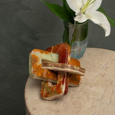 Objet décoratif en marbre onyx, nœud, accent de table