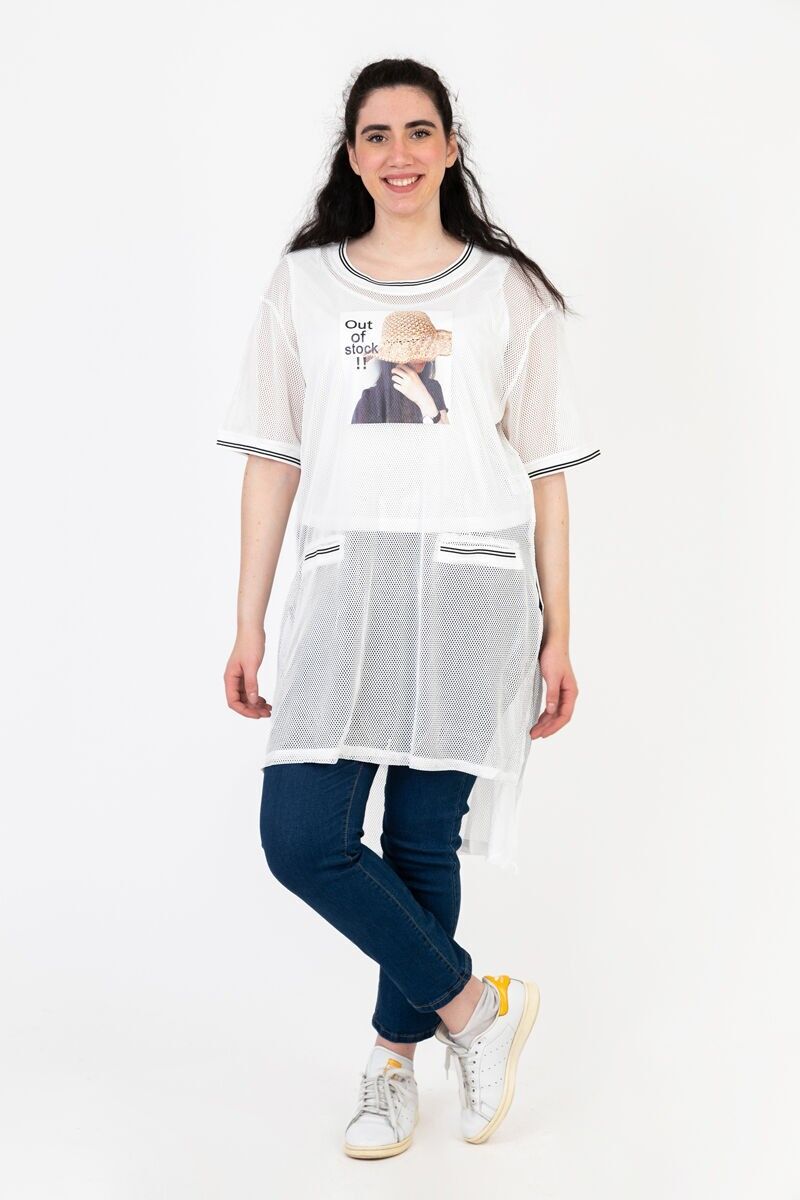 Robe grande taille deux en un avec motif blanc (C6562)