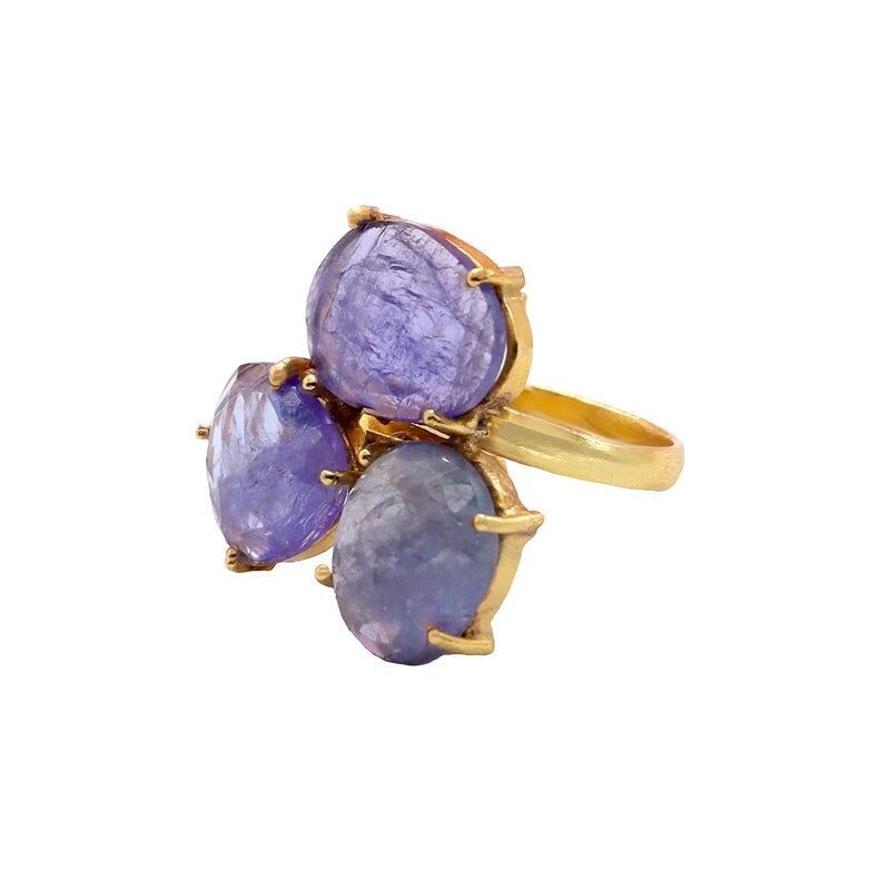 Blauer Tansanit-Spohn-Mosaik-Ring