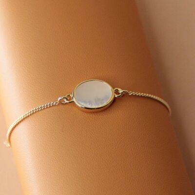 OLIVIA bracelet - Bohemian style oval mother-of-pearl charm
