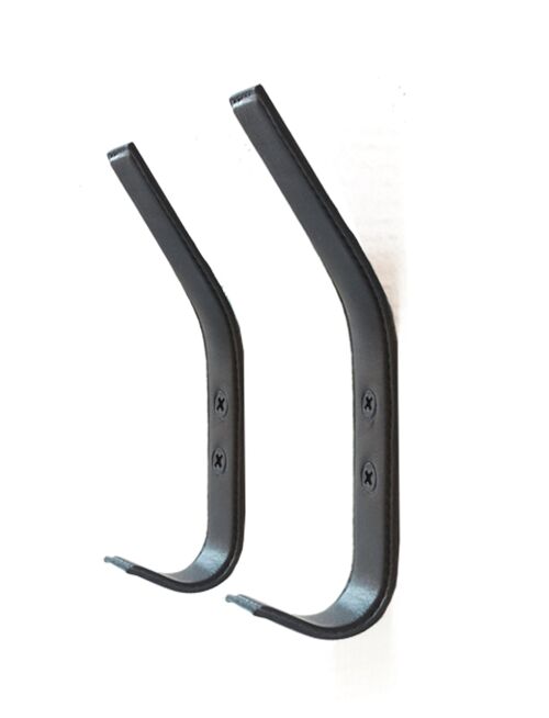 Leather coat hook - black leather/black